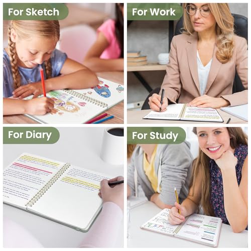 Taja Blank Spiral Notebook for Work, 5.7"x7.9" Spiral Plain Sketch Notebook - color: A-Green, style: d-Blank