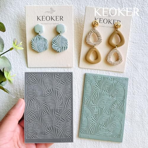 KEOKER Polymer Clay Texture Sheets, Clay Texture Mat for Making Earrings Jewerly, Polymer Clay Earrings Tools (A+B+C) - color: A+B+C