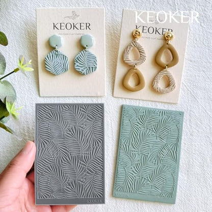 KEOKER Polymer Clay Texture Sheets, Clay Texture Mat for Making Earrings Jewerly, Polymer Clay Earrings Tools (A+B+C) - color: A+B+C