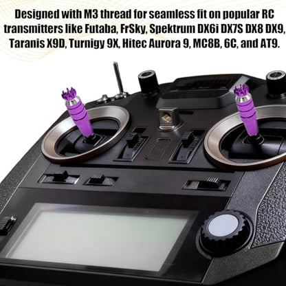 2pcs RC M3 Transmitter Stick Ends Controller Thumb Rocker for Futaba - color: Purple