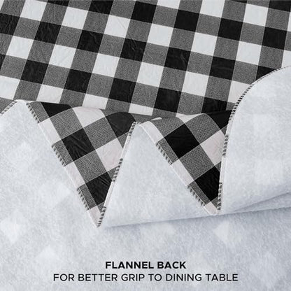 Vinyl Tablecloth with Flannel Backing 2 Pcs 60x120 In Black and White - color: Black and White, size: 60x120 Inch (Rectangular)
