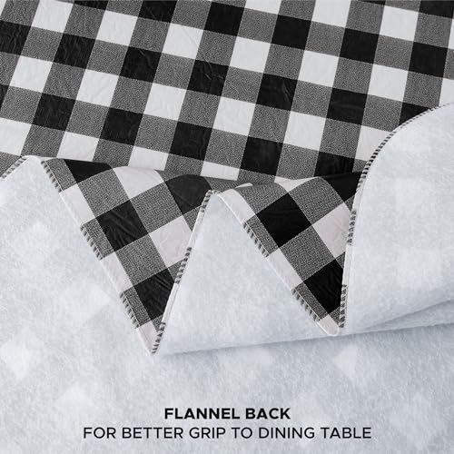 Vinyl Tablecloth with Flannel Backing 2 Pcs 60x84 In Black and White - color: Black and White, size: 60x84 Inch (Rectangular)
