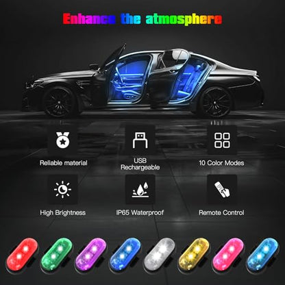 Homesweet LED Lights with Wireless Remote Control, 8 Colors & 10 Modes, for Car Motorcycle Drone Aircraft Bike