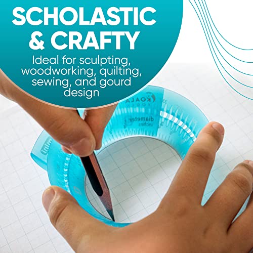 Koala Tools - Mini Ring Ruler for Circle Templates and Surfaces, Circular Ruler with 1 to 3.5-inch Adjustable Diameter, Geometric Tool for Drawing Circles