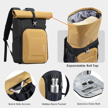 TARION Urban Large Camera Backpack with Rolltop Hardshell 16L Gold XH - color: Gold