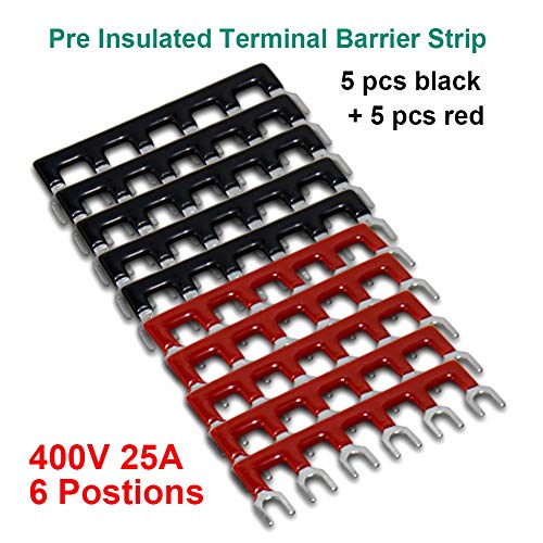 Terminal Block Strip, 6 Circuits 600V 25A, Dual Row Screw, 5 Sets - size: 25A 6P+10pcs Jumpers