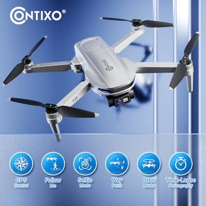 Contixo F28 GPS Drone with Camera for Adults Beginners, Foldable FPV Drone with Auto Follow, One Key Return, Waypoint Flight, Selfie Mode, 23 Min Flight Time, Carrying Case, No FAA Registration - style: F28
