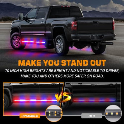 XRIDONSEN 2 Pack 70-Inch Red Blue 864 LED Running Board Strobe Lights Strip - color: Red/Blue