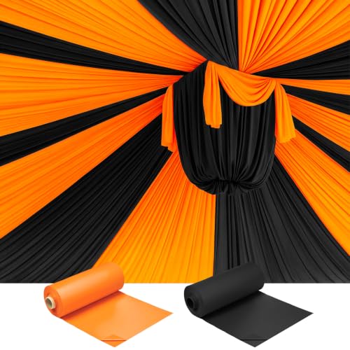 Moukeren Circus Carnival Table Cover Backdrop, Orange，Black, 2 Roll - color: Orange，black