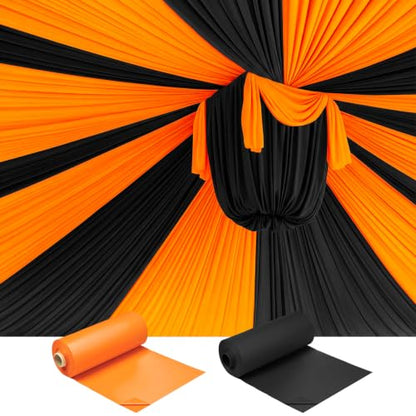 Moukeren Circus Carnival Table Cover Backdrop, Orange，Black, 2 Roll - color: Orange，black