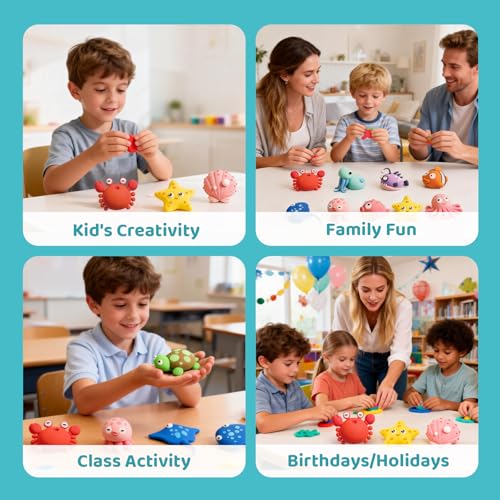 Both idea Air Dry Clay Kit, Ocean Theme | 12 Packs, Non-Toxic Kids Gift - style: Ocean Adventure