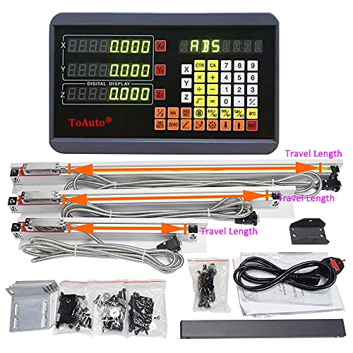 FASTTOBUY Digital Readout 3 Axis DRO + 3pc Linear Scale Glass Sensor 5um Linear Encoder Kit (Customized Size), - size: Customized Size