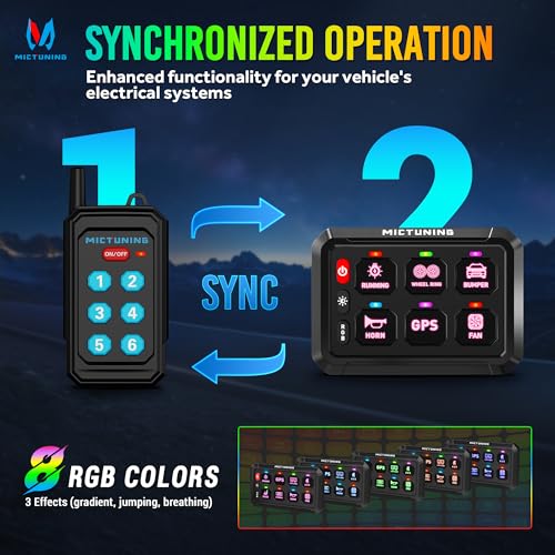 MICTUNING P1Y+ 6 Gang Switch Panel Wireless Remote Control Up to 230FT - color: Remote, size: 6 Gang