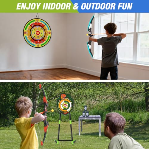 HYES 2 Pack Kids Bow and Arrow with 29" Large Dart Board & Dinosaur Target - size: 2 pack-dartboard target