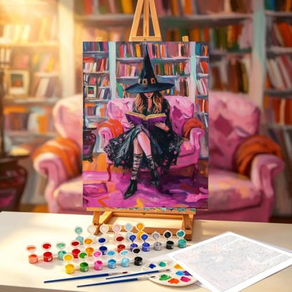 Halloween Witch Book Paint by Numbers Kit for Adults Beginners 12x16In - color: PB516-1