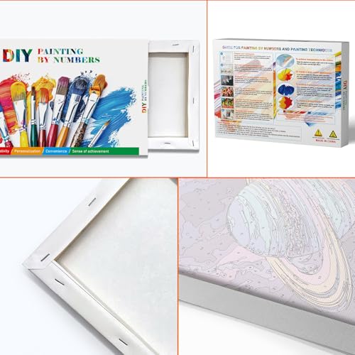 JOOZ Paint by Numbers Kit for Adults with Frame, Planet, 8x12 Inch - color: Planet 256