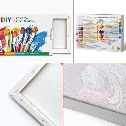JOOZ Paint by Numbers Kit for Adults with Frame, Planet, 8x12 Inch - color: Planet 256