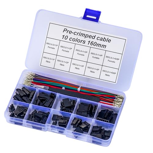 Compatible with Molex Wire-to-Board Connectors, Micro-Fit Connectors 3.0mm Pitch with 22AWG Pre-Crimped Wire, Micro-Fit Connectors 3.0mm Single Row 2P 3P 4P 5P 6P Housing (TC-MX-Single-3.0mm) - size: 3.0mm-Micro-Fit