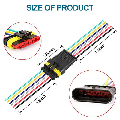 G 6 Pin Connector 16AWG Waterproof Connectors Male Female Wire Plugs - size: 6 PIN