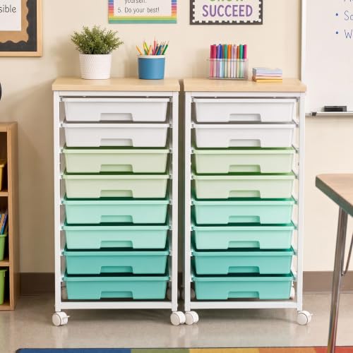 Pipishell Rolling Cart with 8 Drawers, Craft Storage Cart, Green Gradient - color: Green Gradient, size: 8-Drawers