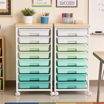 Pipishell Rolling Cart with 8 Drawers, Craft Storage Cart, Green Gradient - color: Green Gradient, size: 8-Drawers