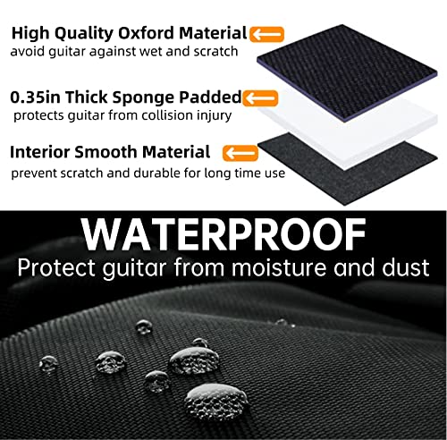 GIGKOUKI 40/41" Acoustic Guitar Case,600D Oxford Fabric 0.35" Thick Padding - size: Acoustic Bag