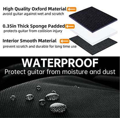 GIGKOUKI 40/41" Acoustic Guitar Case,600D Oxford Fabric 0.35" Thick Padding - size: Acoustic Bag