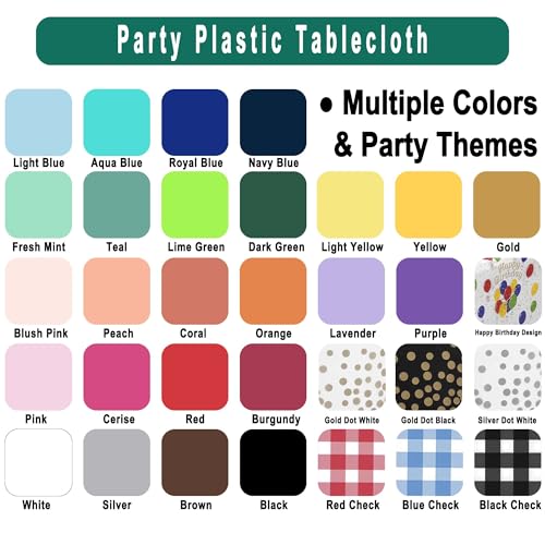PARTY ULYJA Teal Plastic Tablecloths 2 Pack Disposable Table Covers 54 x 108 Inch Bridal Shower PEVA Solid Table Cloths for BBQ Picnic Birthday Wedding Banquet Parties 8 ft Rectangle Table Use - color: B02 Teal