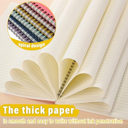 Fuutreo 6 Pack Spiral Notebook 10.5x7.45 Notebook,Playful,Bright - color: Playful