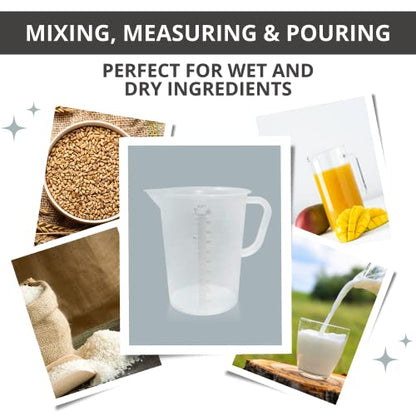 Plastic Graduated Measuring and Mixing Pitcher - 2000ml Plastic Graduated Measuring Pitcher - Large Cylinder Graduated Measuring Container with Handle and Pour Spout - 2 Liter - size: 2 Liter