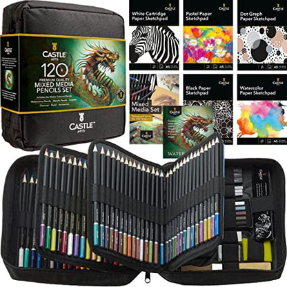 Castle Art Supplies Mixed Media Pencil Set - 120 Plus Art Pencils