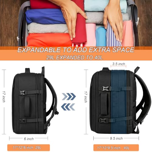 Naukay Travel Backpack for Men,Water Resistant Expandable Carry on Backpack - size: 15.6 Inch