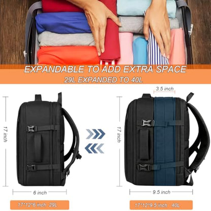 Naukay Travel Backpack for Men,Water Resistant Expandable Carry on Backpack - size: 15.6 Inch