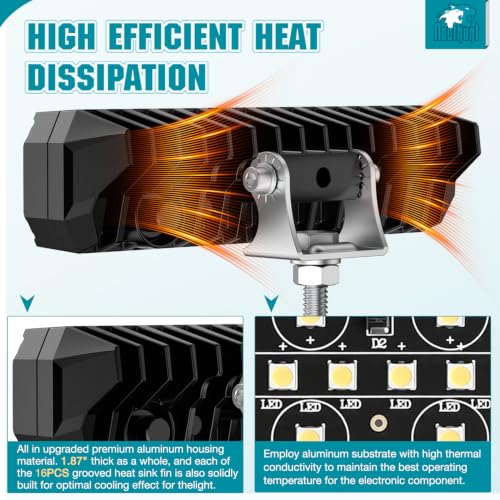 Nilight 6 Inch LED Light Bar 2PCS 50W Spot Flood Combo Lamps - color: 50W Led Pod 2Pcs White