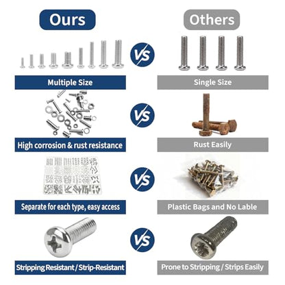 320 Pcs Small Metric Machine Screws Assortment Kit - M2/M2.5/M3/M4/M5 Assorted Nuts and Bolts, Lock & Flat Washers for Electronics, RC Models, DIY Projects - size: M2M2.5M3M4M5 320pcs