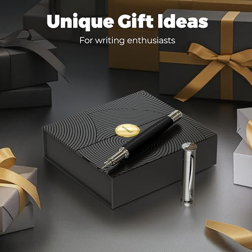 WEMATE Fountain Pen Set for Writing, Fine Nib, Black Ebony - color: Black, style: Ebony