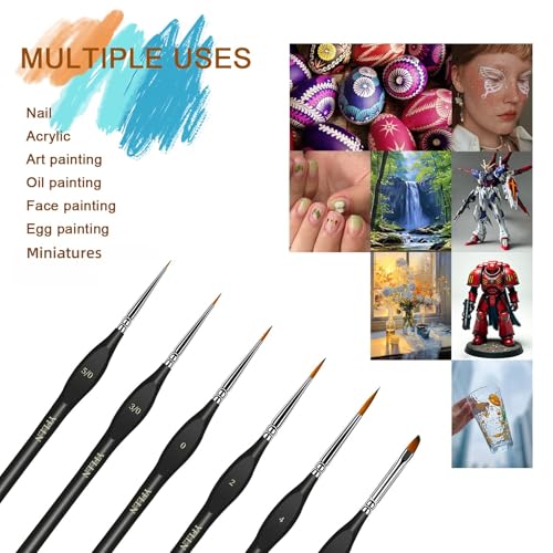 6Pcs Miniature Paint Brushes Set with Triangular Handles - for Acrylics, Oils, Watercolors & Paint by Number, Figurine（2PACK）(Black) - size: 12PCS