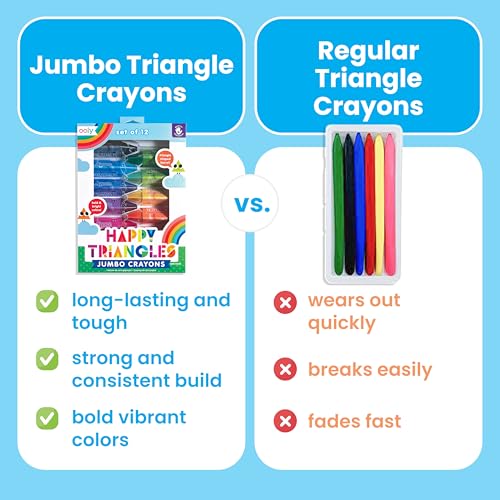 Ooly Jumbo Triangle Crayons for Toddlers, Set of 12 - style: Jumbo Triangle