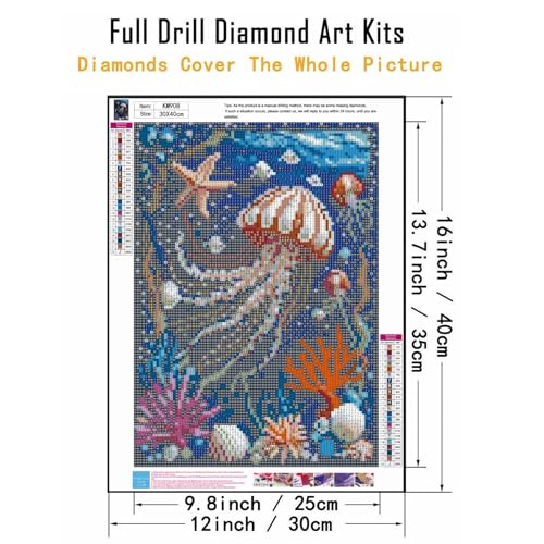 CHWGLFGG 5D Deep Sea Dream Jellyfish Diamond Art Kits for Adults Beginners - color: KM908-1