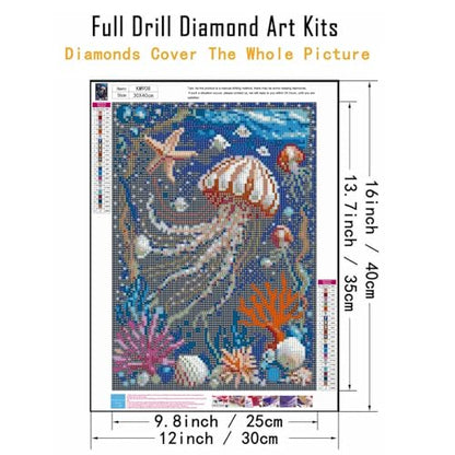 CHWGLFGG 5D Deep Sea Dream Jellyfish Diamond Art Kits for Adults Beginners - color: KM908-1