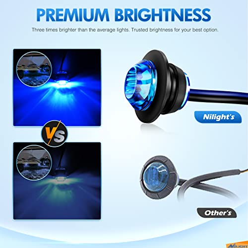 Nilight 3/4" Round LED Clearance Marker Lights,Blue, 10-Pack - color: Blue 10Pcs