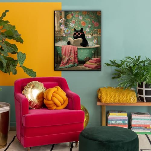 HITO Cat Paint by Numbers Kit for Adults 16x20 Inch Frameless - color: Bathroom Cat