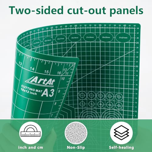 ArtAt A3 Self Healing Cutting Mat 12''x18'' 5 pack - color: Green, size: 18"L x 12"W（5pcs）