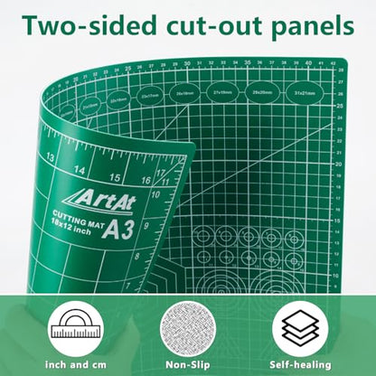 ArtAt A3 Self Healing Cutting Mat 12''x18'' 5 pack - color: Green, size: 18"L x 12"W（5pcs）