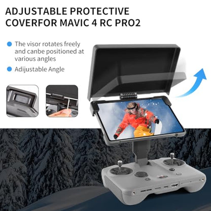 4-in-1 Remote Control Protection kit for DJI Mavic 4 RC Pro 2 Accessories, Screen Protector/Controller Sunshade/PU Material Lanyard and Standard 1/4 Screw Set