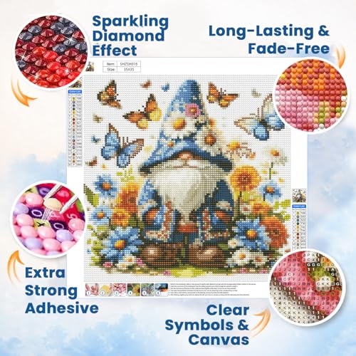 WULINHUAFA Diamond Painting Kits for Adults, Gnome Diamond Art 14x14 inch - color: DWARF