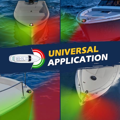 Boat Navigation Lights LED, Red and Green Marine Navigation Lights for Boats LED Waterproof IP67, 12V Bi-Color Bow Light for Boats, Pontoon, Fishing, Bass & Jon & Small Boat, Yacht - color: Black