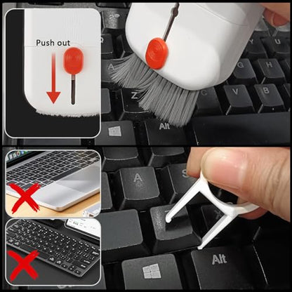 ZUFECY 6-in-1 Keyboard Cleaning Kit, White Keyboard Brush & Microfiber Pad, Multi-Tool for Electronics, Office & Gaming Setups