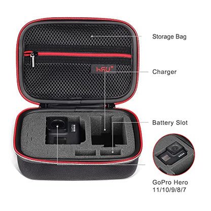 HSU Small Case for GoPro Hero 13/12/11/10/9/8/7/6/5 Black (Small Size Red) - color: Red