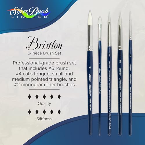 Silver Brush Limited Bristlon Variety Oil Paintbrush Set, 5pc - color: Variety Set, size: 5 count